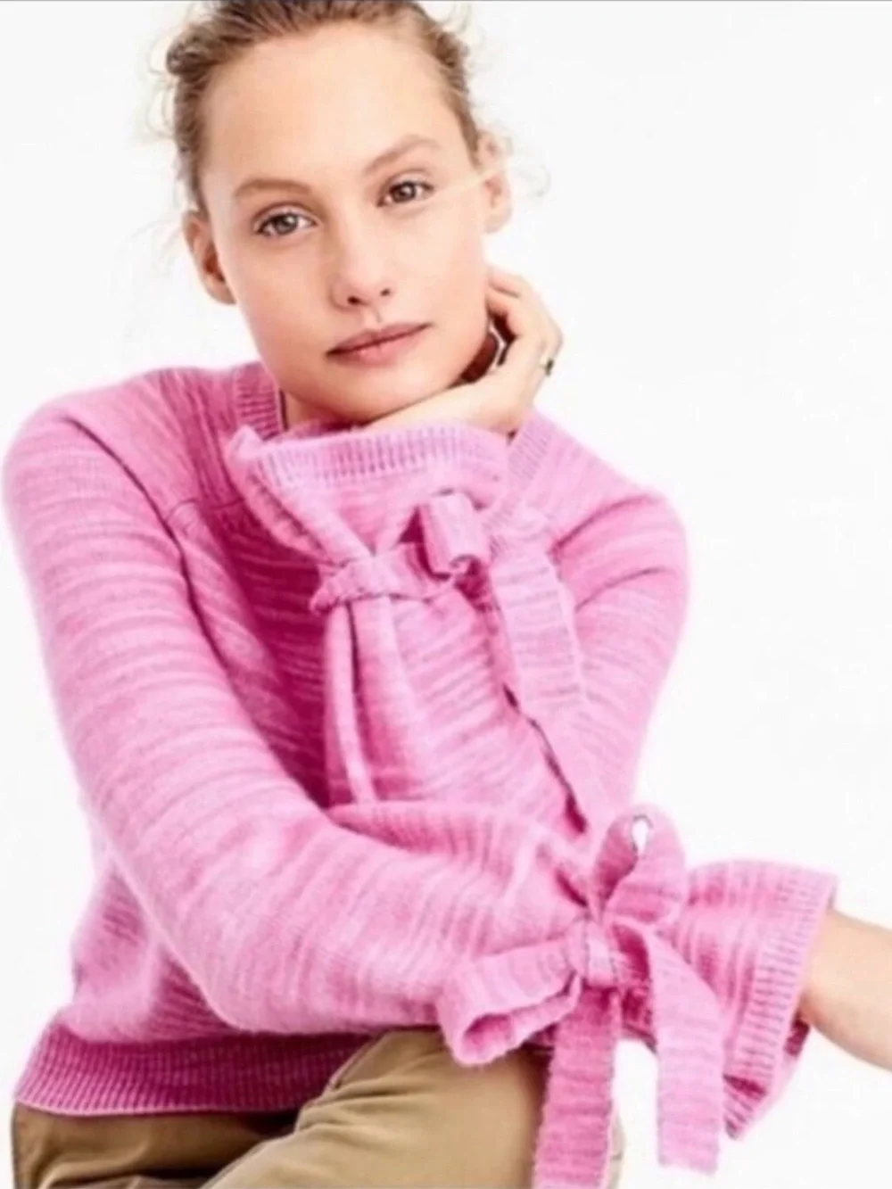 J.Crew Collection Pink Alpaca Tie Bell Sleeve Sweater XS